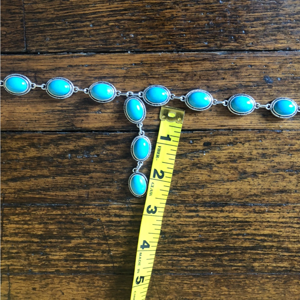 ⭐️ Western Boho Lariat Y Shape Silver and Faux Turquoise Drop Necklace NWOT - Picture 9 of 13